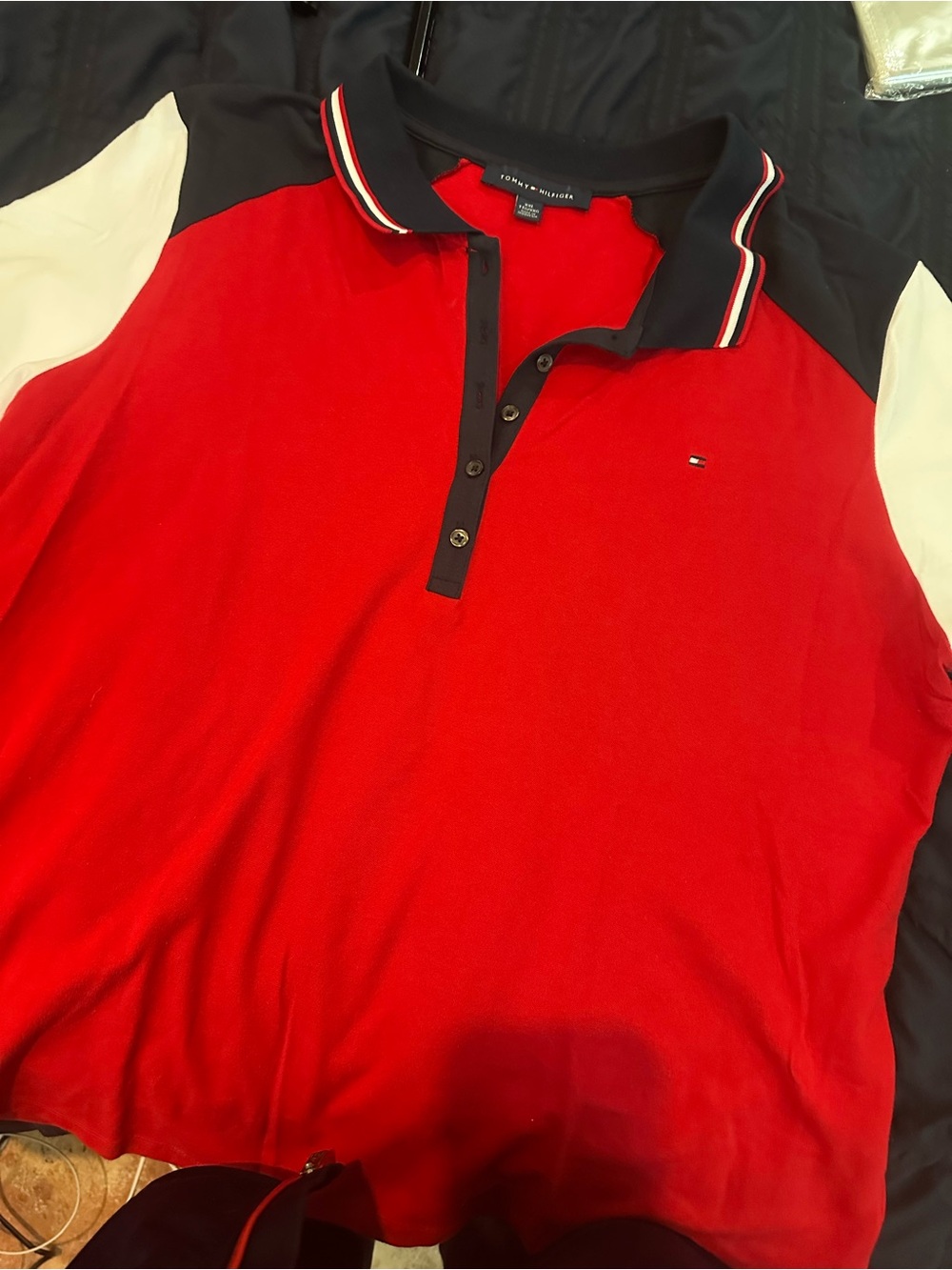 Tommy Hilfiger women’s Red Polo Shirt with Contrast Collar